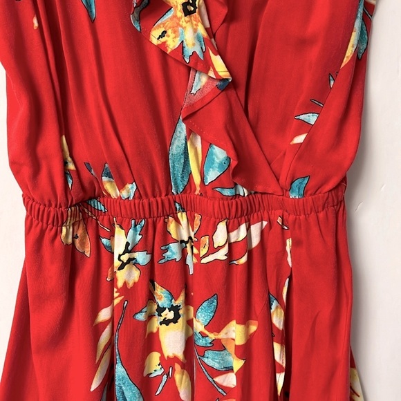 Express Faux Wrap Mini Dress, Red/Floral, XS - Picture 4 of 7